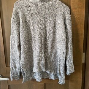 Michael Stars Chunky Cable Knit Turtleneck – Heather Gray, Size S, Cozy Sweater